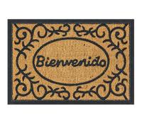 HERSIG - Felpudo Goma y Coco | Felpudo Original Rectangular Bienvenido Mezcla Goma y Coco Color Natural - 60x40 cm