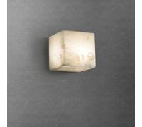 Hertl Aplique de pared de mármol blanco cuadrado Bloque cúbico Alabastro Aplique de pared moderno Accesorio de iluminación de pared de piedra natural pequeña Lámpara de pared de noche for baño Tocador