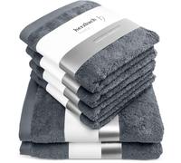 herzbach home Juego de Toallas Premium 6 Piezas (Antracita) - 4 Toallas 50x100cm & 2 Toallas de Ducha 70x140cm, Suave & Toallas absorbentes en algodón Natural