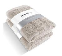 herzbach Home Toalla de sauna Juego de 2 Premium Calidad de Lujo de 100% algodón egipcio 86 x 200 cm, 600 g/m², Sandgrau, 86 x 200 cm