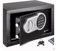 Herzberg HG03855, Caja Fuerte electrónica Digital, Máxima Seguridad con Doble código de Acceso, Alarma Sonora, indicador de batería Baja, cerraduras Resistentes de 20 mm, Negro, 8,5 litros