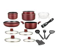 Herzberg - Juego de Batería de Cocina Inducción 17 Piezas - Aluminio Forjado con Revestimiento de Mármol - Mango Extraíble - Antiadherente - Apto para Todos los Fuegos - Guante Incluido - Burdeos