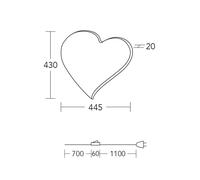HerzBlut Aplique de pared LED corazón midi, 43 cm, madera, enchufe