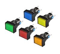 Heschen 16mm Interruptor de botón rectangular 1NO 1NC rojo azul amarillo verde naranja 24V Lámpara LED
