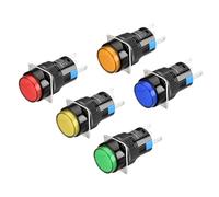 Heschen 16mm redondo cierre botón interruptor 1NO 1NC rojo azul amarillo verde naranja 12V LED lámpara