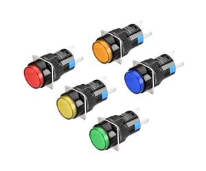 Heschen 16mm redondo cierre botón interruptor 1NO 1NC rojo azul amarillo verde naranja 12V LED lámpara