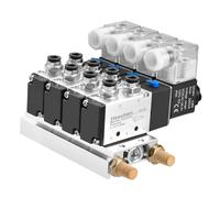 Heschen 4 válvulas solenoides neumáticas eléctricas 4V210-08 DC 24V PT1/4 5 vías 2 posiciones silenciador base múltiple juego de accesorios rápidos (DC 24V)