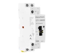 Heschen Contactor de CA modular para el hogar, CT1-16M/20, 16A, 2 polos, 2NO, dos bobinas normalmente abiertas, 220 VAC, montaje en carril DIN de 35 mm, con interruptor de control manual