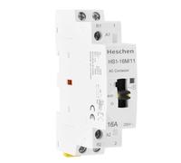 Heschen Contactor de CA modular para el hogar, HS1-16M/11, 16A, 2 polos, 1NO 1NC, bobinas de 220 VAC, montaje en carril DIN de 35 mm, con interruptor de control manual