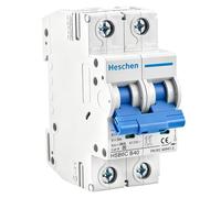 Heschen Disyuntor miniatura HSB6C B Curve 8kA DIN Rail Mount 2P 40A | Bobina de alambre resistente de baja pérdida, matriz compacta de enfriamiento de arco, terminal de túnel, mango azul