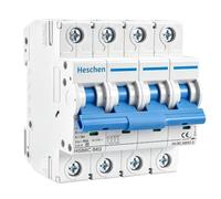 Heschen Disyuntor miniatura HSB6C B Curve 8kA DIN Rail Mount 4P 63A | Bobina de alambre resistente de baja pérdida, matriz compacta de enfriamiento de arco, terminal de túnel