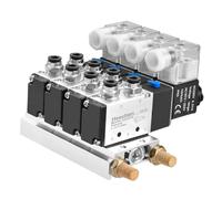 Heschen Electroválvula neumática 4 solenoide 4V210-08 AC 220V PT1/4 5 vías 2 posiciones manifold base silenciador rápido conjunto