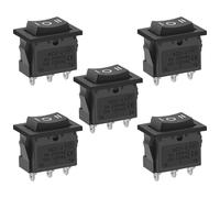 Heschen Interruptor basculante rectangular negro, ON-OFF-ON, SPDT, 3 posiciones, 3 terminales, AC250V/6A, AC125V/10A, para electrodomésticos de coche, barco, 5 piezas