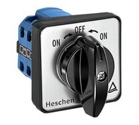 Heschen Interruptor de cambio de selector de leva giratorio universal, SZW26-20/B202.2, (On)-Off-(On), tipo momentáneo, 660V 20A, 3 posiciones, 8 terminales, CE