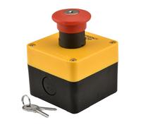 Heschen Interruptor de emergencia IP65 resistente a la intemperie con carcasa y llave, 2NC 660 V 10 A, interruptor de botón rojo con inscripción EMERGENCY STOP para industria, 1 unidad