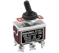 Heschen interruptor de palanca de metal, RT1321, DPDT, tipo mantenido, ON/ON 2 posición, 15A 250VAC, con cubierta impermeable, CE