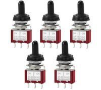 Heschen Interruptor de palanca en miniatura, MTS-103, ON-OFF-ON SPDT, 3 pines, 2A 250V, 5A 120V, cubierta impermeable, paquete de 5
