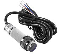 Heschen Interruptor de proximidad fotoeléctrico infrarrojo de columna M18, tipo de reflexión difusa, E3F-DS10P3, distancia de detección 10 cm, 10-30 V CC 200 mA, PNP NO+NC, 4 cables