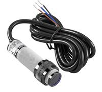 Heschen Interruptor de proximidad fotoeléctrico infrarrojo de columna M18, tipo de reflexión difusa, E3F-DS10C4, distancia de detección 10CM, 10-30VDC 200mA, NPN normalmente abierto (NO), 3 cables