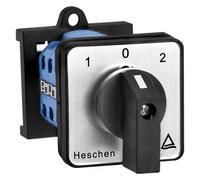 Heschen Selector de levas universal, SZW26-20/D303.3-B11R, montaje en carril DIN de 35 mm, 660 V, 20 A, 3 posiciones, 12 terminales CE/TUV listados