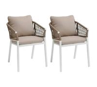 Hespéride - Conjunto de 2 sillones de jardín oriengo Taupe y Blanco