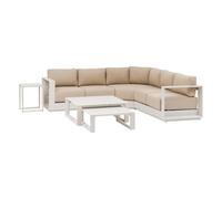 Hespéride - Conjunto de jardín esquinero Allure Oat de 5 plazas, Resistente a la corrosión, Cojines extraíbles, Tejido Impermeable, Muebles para terraza y balcón