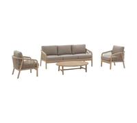 Hespéride - Conjunto de Muebles de jardín de Acacia de Papúa Nueva Guinea - 5 plazas - Cojines extraíbles - Tejido Impermeable - Muebles de Exterior para terraza, balcón y Patio