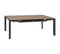 Hespéride - Mesa de jardín Cuadrada Extensible évasion con Madera de Miel y Efecto Arcilla, Capacidad para 10 Personas en Lates de Aluminio