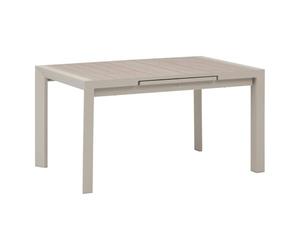 HESPERIDE - Mesa de jardín Extensible évasion en Efecto Lino y Madera de Arcilla, con Capacidad para 8 Personas en Lates de Aluminio
