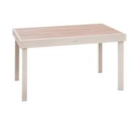 Hespéride - Mesa de jardín extensible Piazza Clay - 12 plazas - Aluminio con revestimiento epoxi inoxidable - Tablero de vidrio templado con efecto madera - Muebles de exterior extensibles deslizantes
