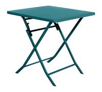 Hespéride - Mesa de jardín Plegable Cuadrada Greensboro para 2 Personas, Color Azul Pato - Acero Reforzado Inoxidable - Muebles para jardín, balcón y terraza
