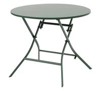 Hespéride - Mesa de jardín Plegable Redonda Greensboro Verde Oliva 4 plazas de Acero