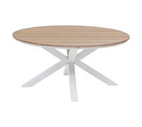 Hespéride - Mesa de jardín Redonda Oriengo Blanca - 4 plazas - Aluminio de Acacia Inoxidable - Muebles de Exterior para terraza, balcón y Patio