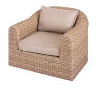 Hespéride Mooréa Savana - Sillón de salón para jardín, antióxido - Resina Trenzada - Cojines Desmontables - Patas Ajustables - Muebles Terraza