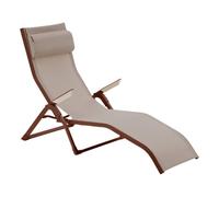 Hespéride Tumbona Decima, Lino/Caoba, Aluminio Anticorrosión, Plegable, Apilable, Reclinable - para Jardín, Terraza, Tomar el Sol