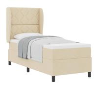HETFTJN Cama con somier con colchón, 80 x 200 cm, color crema, cabecero ajustable, moderno sistema de dormir para habitaciones juveniles, habitaciones de invitados y apartamentos pequeños
