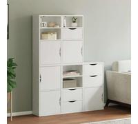 HETFTJN Juego de armarios auxiliares ODDA color blanco, 5 piezas, madera maciza de pino, 40 x 24 x 79 cm, aparador modular, cómoda, estilo rústico, para salón, pasillo, dormitorio, cocina