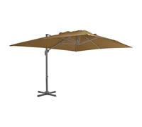 HETFTJN Sombrilla de 400 x 300 cm con mástil de aluminio, sombrilla rectangular para jardín y terraza, giratorio e inclinable 360 grados, sistema de manivela con base en cruz, color burdeos