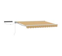 HETFTJN Toldo de brazo articulado extensible para terraza y jardín, toldo con media caja y manivela, tejido de poliéster con marco de aluminio, color amarillo, gris y blanco, 2,5 x 2 m