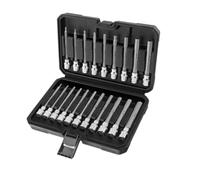 Hex Bit Socket Set - 20-Piece 3/8-Inch Metric Long Heavy-Duty | Mechanic Drive Socket Bit Wrench Tools for Workshop, Factory, Mill, Shipyard, Garage, Automotive, Farm, Barn