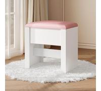 HEXCELEN Taburete de Maquillaje Tapizado, 30 x 40 x 44 cm, Blanco y Rosa