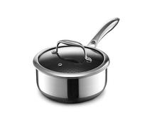 HexClad Cacerola Hybrid Antiadherente de 2 Litros con Tapa de Vidrio Templado, Asa que se Mantiene Fría, Apta para Lavavajillas, Horno hasta 480°C e Inducción, Compatible con todas las Estufas