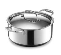 HexClad Horno Holandés Hybrid Antiadherente de 5 Litros con Tapa de Acero Inoxidable, Apto para Lavavajillas, Horno hasta 480°C e Inducción, Compatible con todas las Estufas