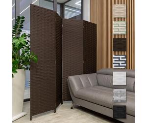 HEXIM Biombo de interior 180x180 cm - Paravent plegable de 4 paneles - Oficina en casa, privacidad y separador de espacios Biombos (LR187-café)