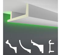 HEXIM LED Molduras de Estuco Pack de Ahorro - Iluminación Indirecta con Molduras de Techo de PU, Ligero y Opaco- (2m LED-12) Decoración Esquina Spot Interior
