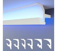 HEXIMO LED molduras de estuco 2en1, iluminación indirecta molduras de techo XPS poliestireno perfil de iluminación abombado (30,6 Metros HLED 21)