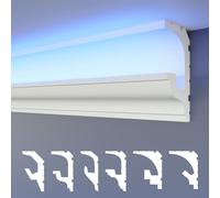 HEXIMO LED molduras de estuco 2en1, iluminación indirecta molduras de techo XPS poliestireno perfil de iluminación abombado (1,7 Metros HLED 18)