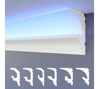 HEXIMO LED molduras de estuco 2en1, iluminación indirecta molduras de techo XPS poliestireno perfil de iluminación abombado (10,2 Metros HLED 1)
