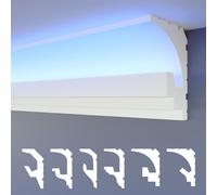 HEXIMO LED molduras de estuco 2en1, iluminación indirecta molduras de techo XPS poliestireno perfil de iluminación abombado (10,2 Metros HLED 5)