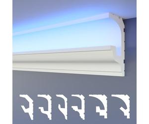 HEXIMO LED molduras de estuco 2en1, iluminación indirecta molduras de techo XPS poliestireno perfil de iluminación abombado (20,4 Metros HLED 18)